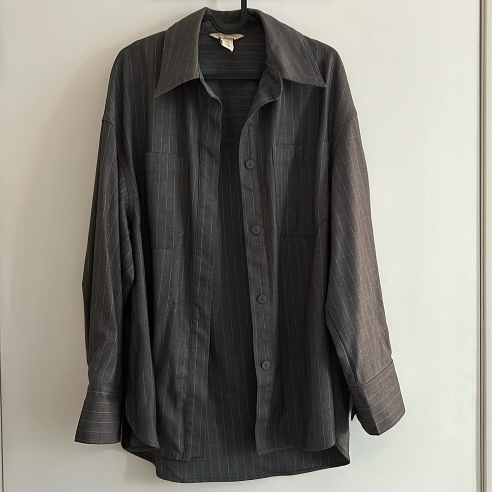 H&M Grey pinstripe dress shirt